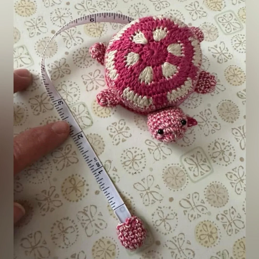 Handmade Pink and Cream Turtle Tape Measure - Picture 1 of 1